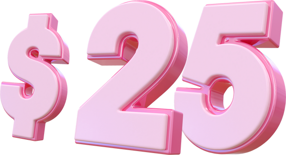25 Dollar Pink Number